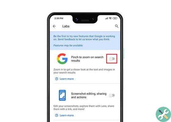 How to enlarge search results for Google App