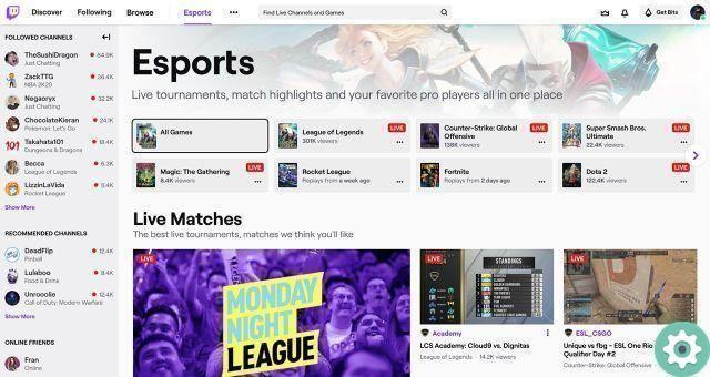 How to find live esports events on Twitch