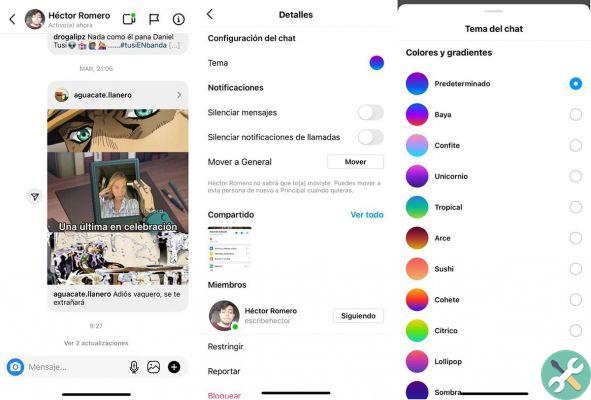 How to change the color of Instagram chats