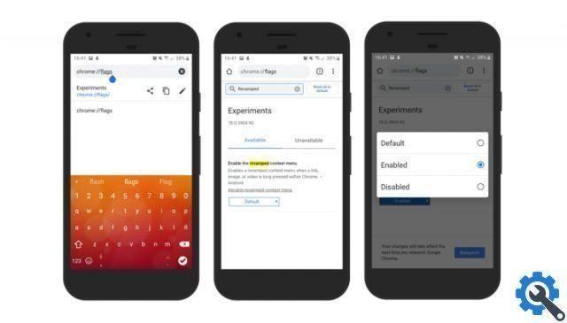 Activate the new Chrome context menu for Android