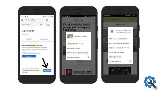 Activate the new Chrome context menu for Android