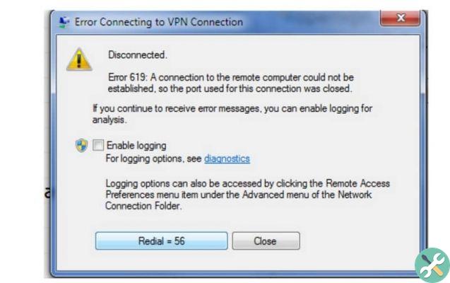 How to fix error 619 when connecting to the VPN client