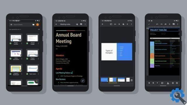 Active and the dark mode of Google Docs apps