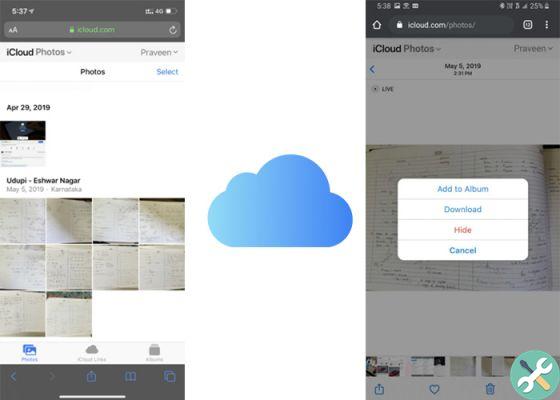 How to open iCloud on an Android mobile device